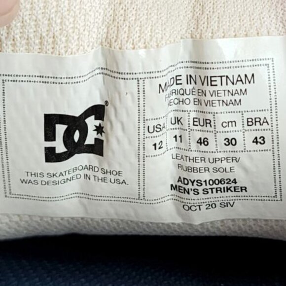 Dc Striker Ice Shoes Low Top White Blue ADYS100624 Gum Sole Clean Men's Size 12 - Picture 9 of 9